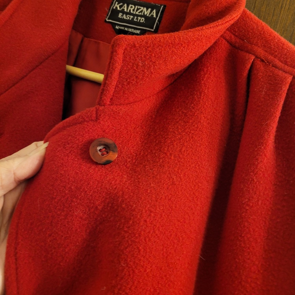 Karizma East Ltd. Vintage Wool Coat Red Lined Extra Button Womens‎ Size 10 - Picture 7 of 13